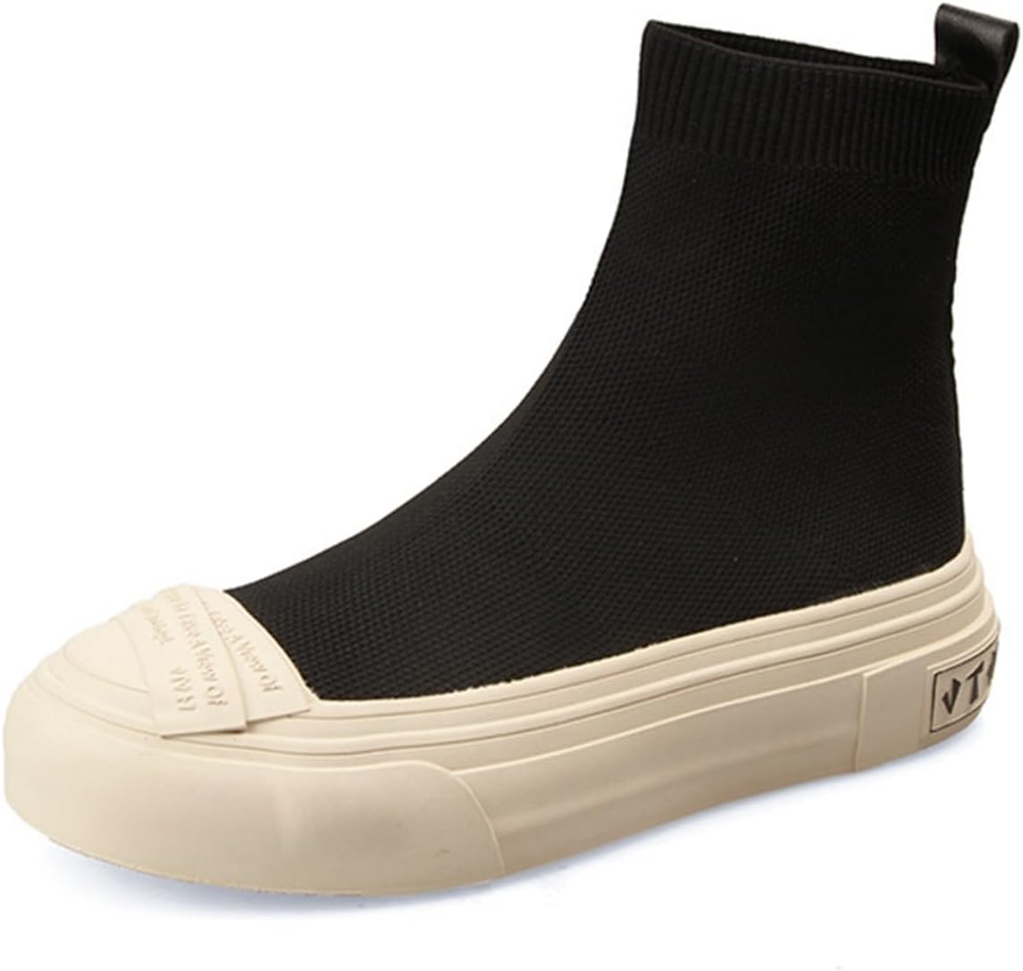 ソックスブーツ ショートブーツ レディース 厚底スニーカー プラットフォーム 切り替え ラウンドトゥ ..