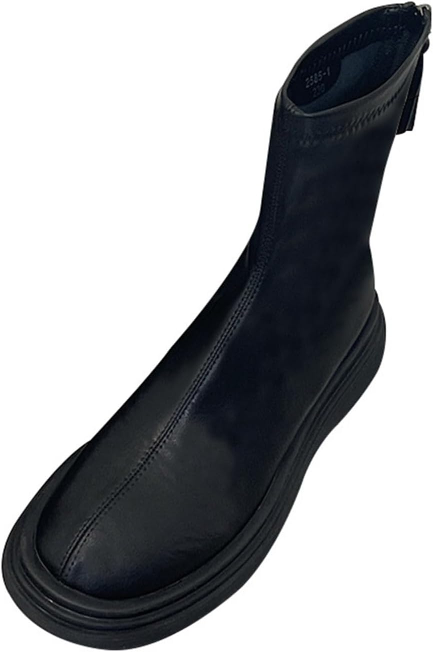 ショートブーツ レディース 厚底 フラット 走れる 歩きやすい 騎士ブーツ ジップアップ Puレザー 撥水 ..