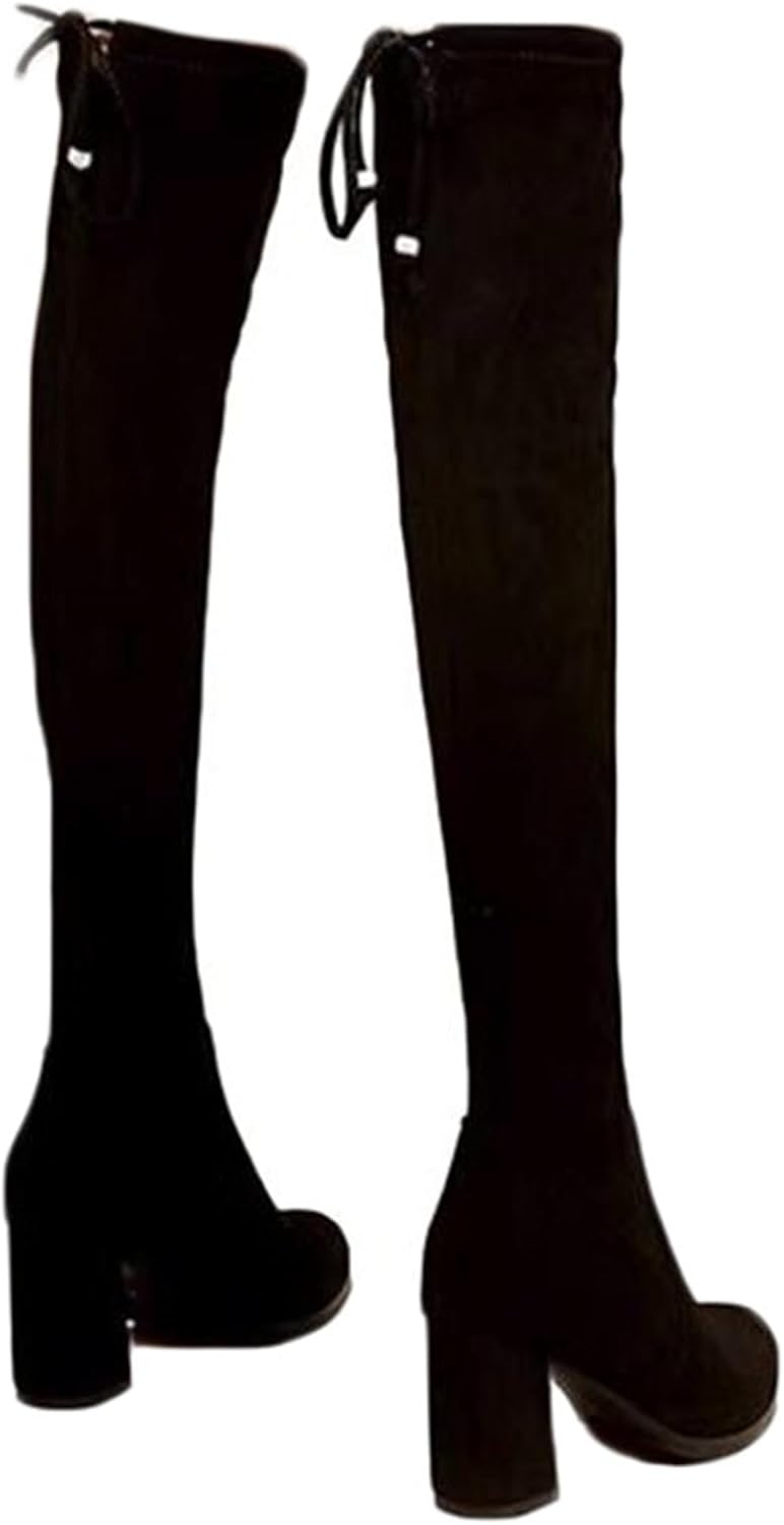 ニーハイブーツ レディース スエード 美脚 太ヒール ハイヒール ブーツ ロングブーツ 長靴 高筒ブーツ ..