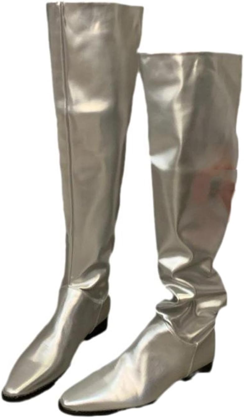 ニーハイブーツ レディース 美脚 太ヒール ポインテッドトゥ ブーツ ロングブーツ 騎士ブーツ ストレッ..