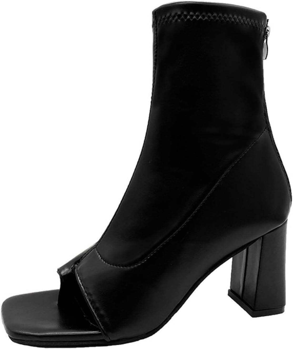 オープントゥ サマーブーツ レディース ショートブーツ トングサンダル 7.5cm スクエアトゥ ブーツサン..