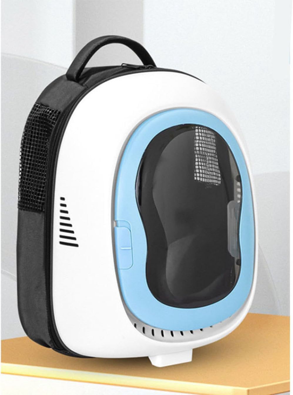 ペット キャリーュック 猫 キャリー ペットバッグ 大容量 宇宙船 カプセル型 飛び出し防止リード付き 通気性 2way ブルー M 透明 可愛い うさぎ 小型犬用 犬キャリー リュックサック ペット