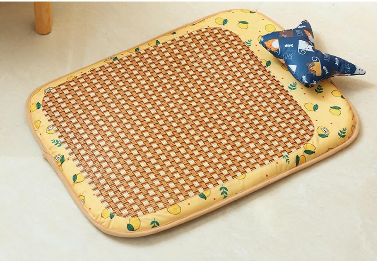 犬 猫 M ベッド 夏 小型犬 中型犬 通気性 犬夏用 クッション ペットベッド 夏用 ペットクッション 犬用ベッド 猫用ベッド おしゃれ 可愛い ペット用品 イエロー 洗える ふわふわ ペットソファのサムネイル