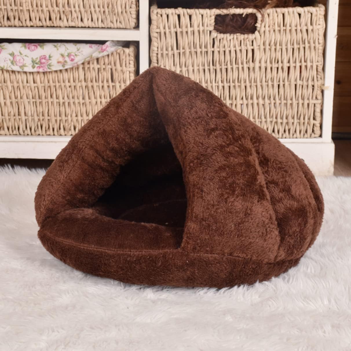 コーヒー ペットベッド 犬 猫 40*40*30 ペットハウス クッション ドーム型 ペットソファー 小型犬 猫用 ベッド ドーム型ペットベッド ふわふわ もこもこ 春 秋 冬 犬用品 猫用品 保温