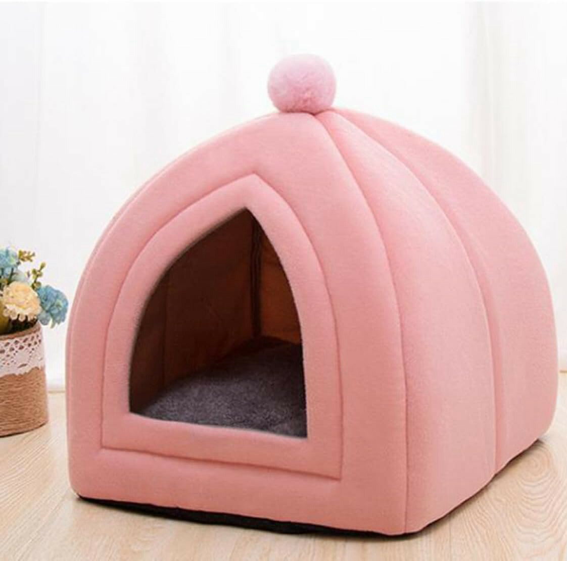 ペットハウス ドーム型 ペットベッド 犬 猫 ソファー 毛玉 ハウス ドーム 室内 かわいい S 冬 小動物 ふわふわ かわいい あったかい YI 子猫用 子犬用 小型犬用 2way ペット用 ネコハ