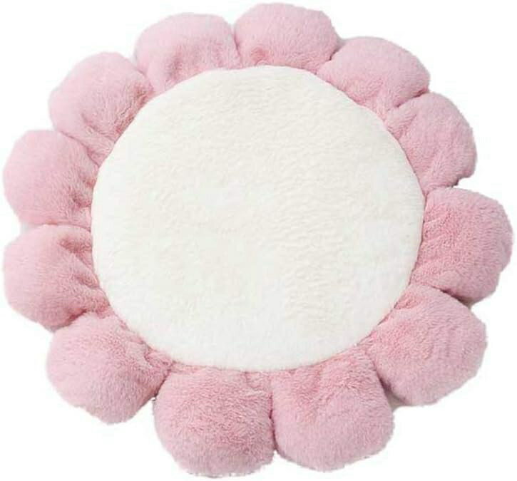 花形 ラウンド ペットベッド 洗える ホワイト 小中大型犬用 クッション ペット マット ベッド 犬猫兼用 クッション 100*100 柔らかい ベッド ペットハウス 秋 冬 夏 クッション 洗える
