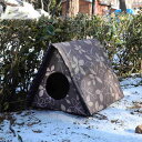 ペットハウス 猫小屋 屋外 防水 野良猫 野良犬 ブラウン ペットシェルター キャットハウス 防寒 M 保温 アウトドアペットハウスドーム型 猫用トレー 犬小屋...