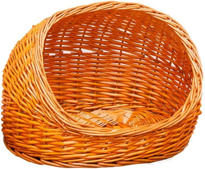 円形 キャットハウス 猫用ベッド 夏 ペットベッド クール 洗える 丈夫 キャットベッド L おしゃれ ハウス 猫 ペットベッド ペットハウス 籐 かご 手編み 手織り 洗濯可能 厚い 犬用 猫用 夏