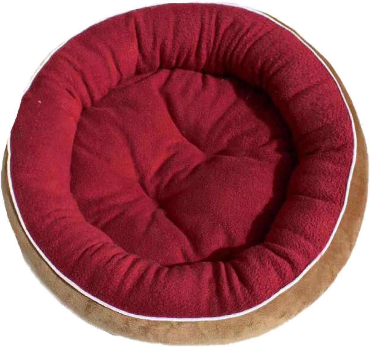 ペットベッド 40cm ペットクッション ペットマット ペットソファ 丸型 ワインレッド 純色 ぐっすり眠る ふわふわ もこもこ もちもち 冬用 暖かい 滑り止め 防寒 寒さ対策 洗える 猫用 小型犬