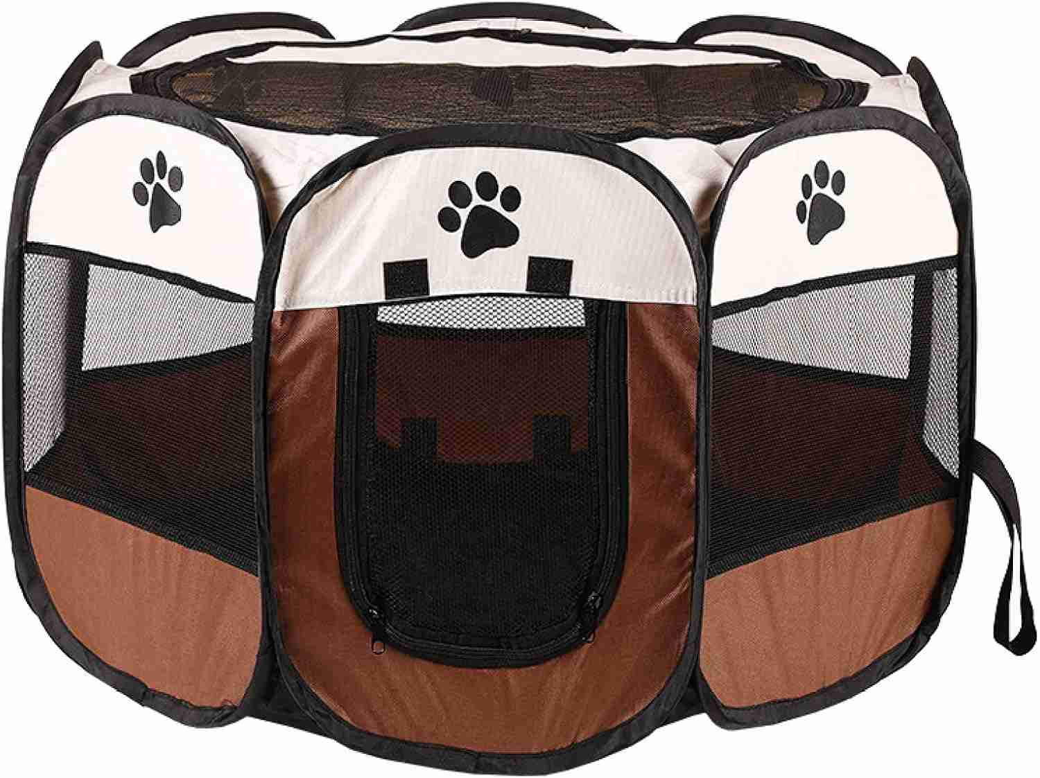 楽天Yokos八角形ペット L 折りたたみサークル ペットベッド ペットテント ペットハウス ペット用ケージ サークル ケージ アウトドア コンパクト 屋外 屋内 犬 コーヒー色 メッシュサークル お出かけ用品 夏