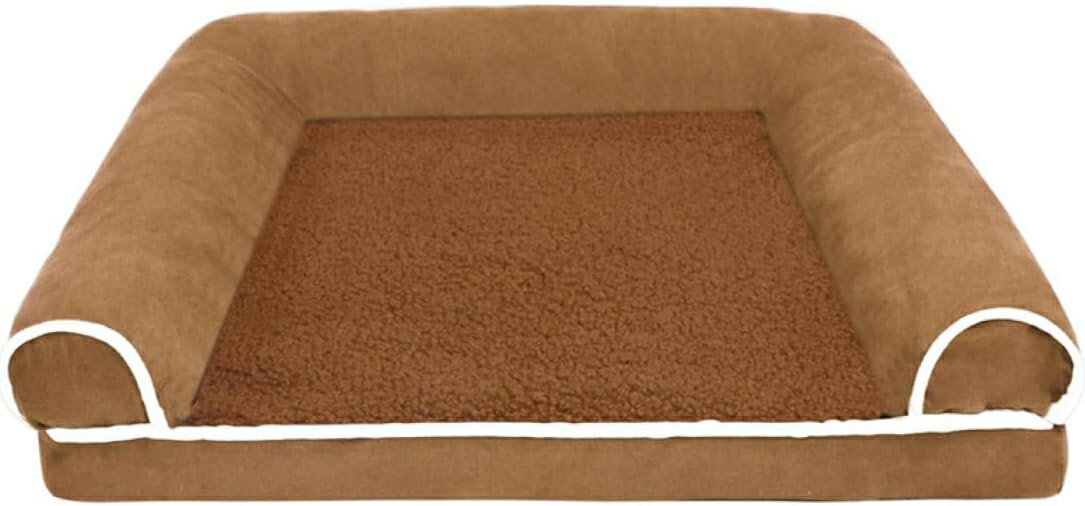 犬 ベッド 夏用 ペットベッド ペットソファー リネン風生地 さらさら 通気性 蒸れにくい もこもこ 寒さ対策 オレンジ 高齢犬 子犬 猫 多頭飼い 取り外せるカバー 滑り止め 小型犬 中型犬 XL