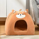 犬 猫 ベッド ドーム ペットベッド ドーム型 ペットハウス 2way 折りたたみ可 犬猫用 室内用 冬用 ふわふわ オレンジ 洗える クッション付き 42*4...