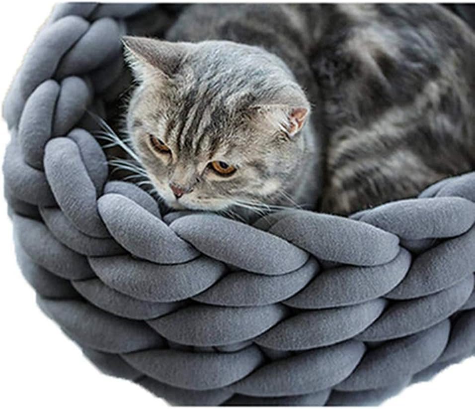 ラウンド型 M ペットソファー ラウンド型 クッション性 四季通用 保温 防寒 ふわふわ 快適 寝心地がよい 可愛い 小動物用 ぐっすり眠れる 寝床 洗える ダークグレー 室内用 犬ベッド 猫ハウス