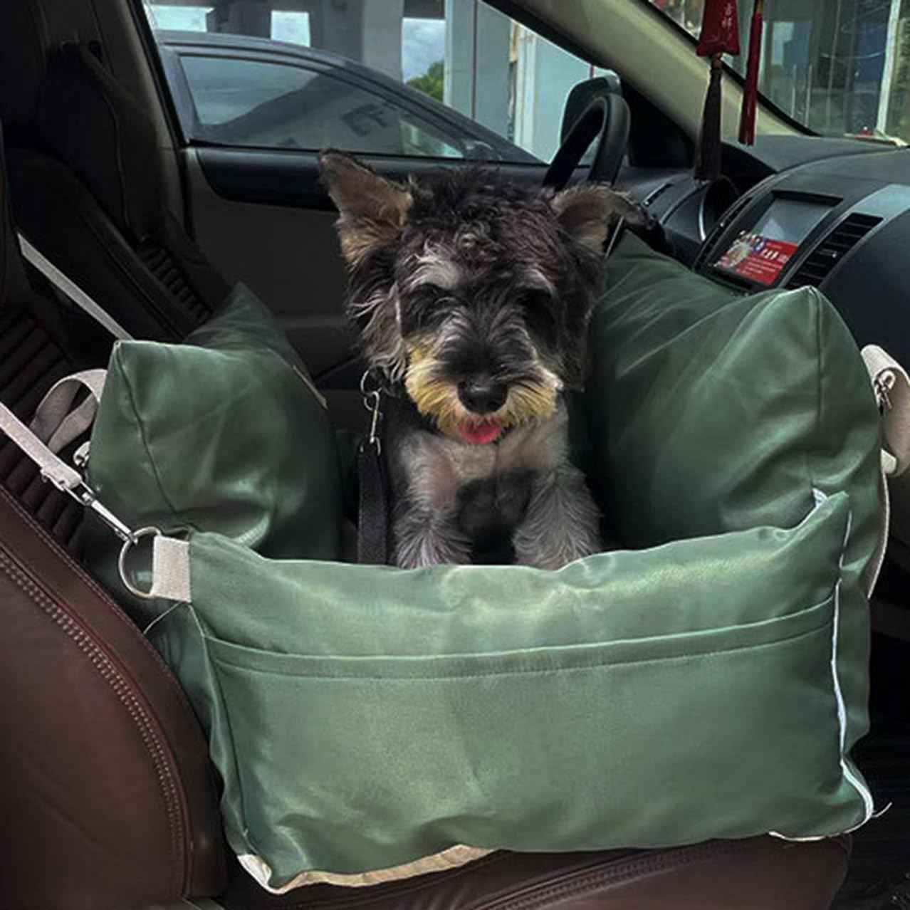 ドライブボックス 犬 ベッド ペットベッド 車 グリーン 車用ペットベッド ドライブシート 中型犬 小型犬 夏 50*45*36cm 冬 取り付け簡単 ペットグッズ 飛び出し防止 防水 おしゃれ ペッ