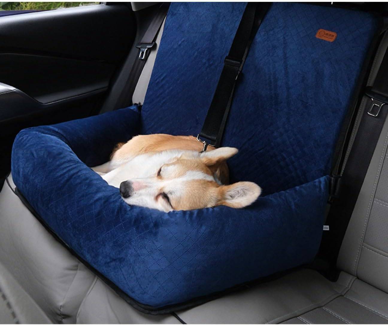 犬 車 ドライブベッド 車用ペットシート ペット用 ドライブボックス 中小型犬 車載用ソファー 飛び出し防止 ブルー 車酔い防止 ペットクッション 春夏秋冬 柔らかい ペット用ベッド 76*52*57