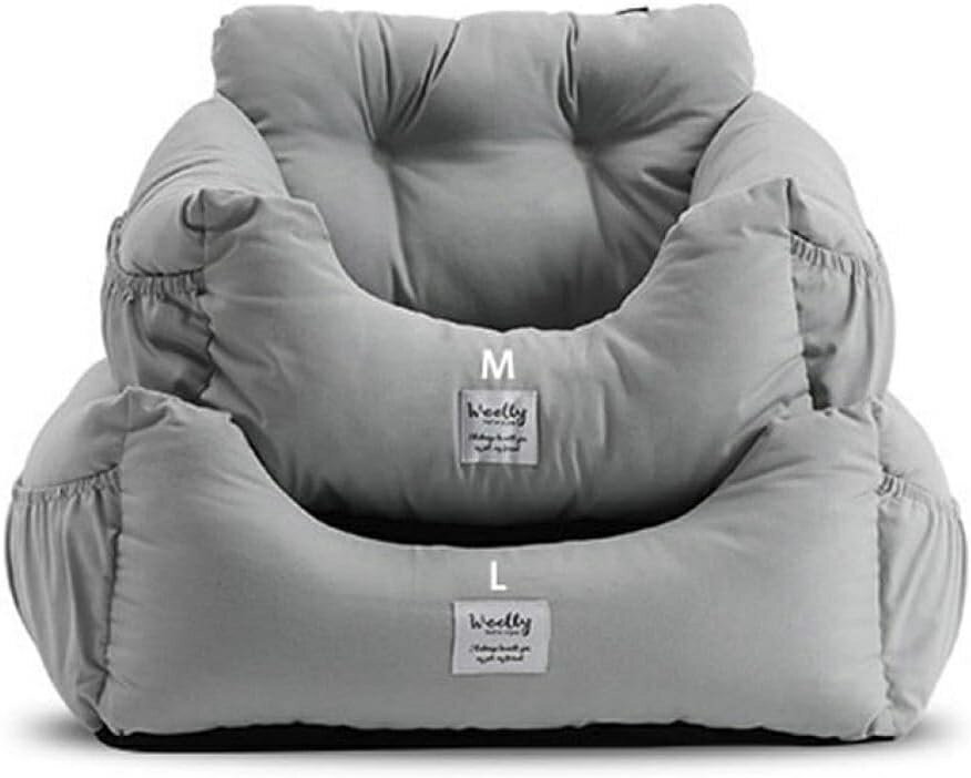 ペット用ドライブボックス 中小型犬 犬用 ドライブボックス 車用ペットシート 中小型犬用 後部座席用 2WAY ドライブベッド 滑り止め 座席シート 犬 猫用 キャリーバッグ ライトグレー 車載用 カ