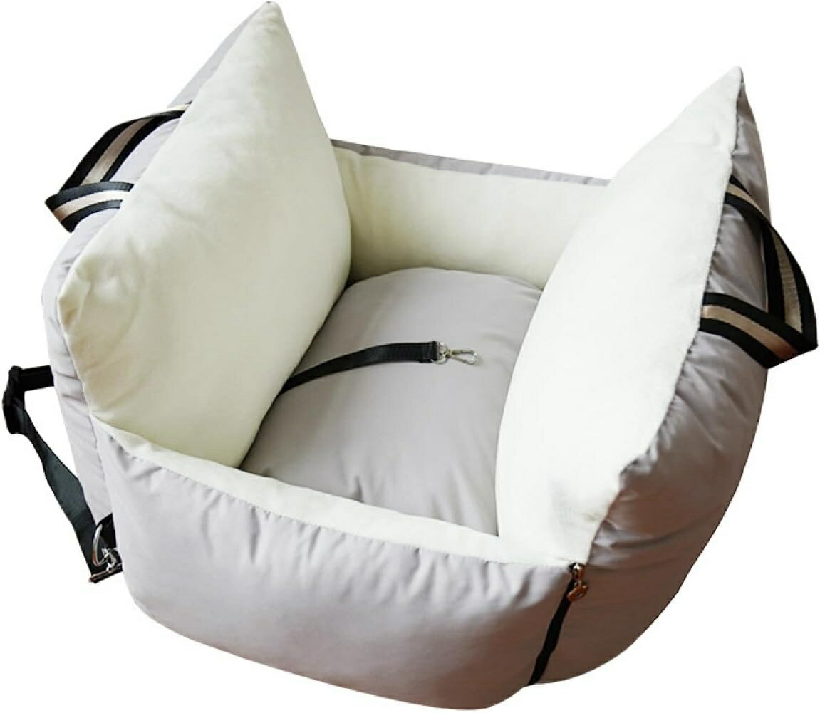 ペット用 ドライブベッド 飛び出し防止 45*55*40cm 車移動 自宅 ペットソファ 犬 車 ドライブボックス 犬 柴犬 キャンプ お泊り 移動 災害 緊急時 シート ライトグレー 中型犬 小型犬