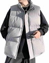 千鳥柄 中綿ベスト メンズ 大きいサイズ ゆったり 着痩せ ダウンベスト スタンドカラー ポケット付き パファーベスト カジュアル ハンサム 旅行 通勤着 ベス...