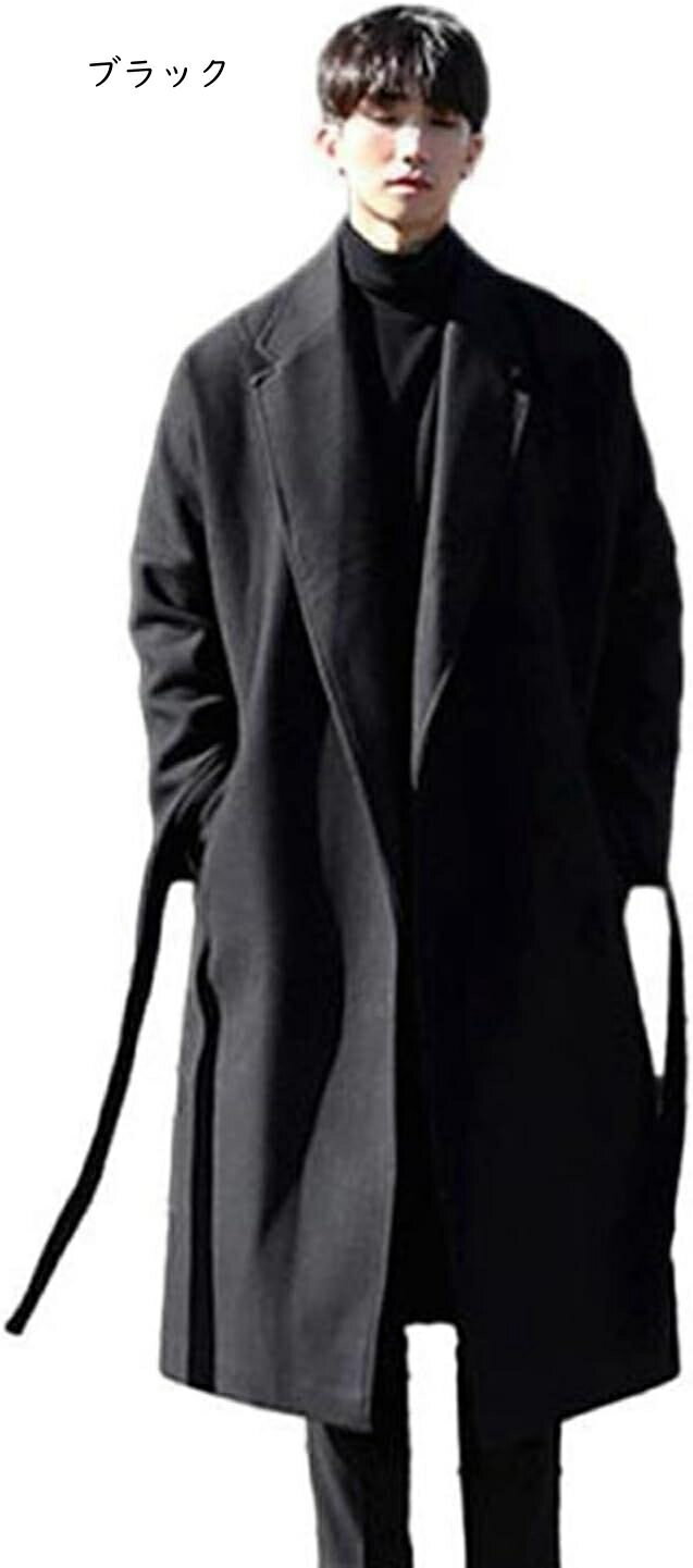 トレンチコート チェスターコート 秋冬 メンズ ロング ステンカラー ベルト付き ポケット 大きいサイズ M〜XL 厚手 防風 防寒対策 ラシャコート おしゃれ かっこいい 日常 通勤 メルトンコート