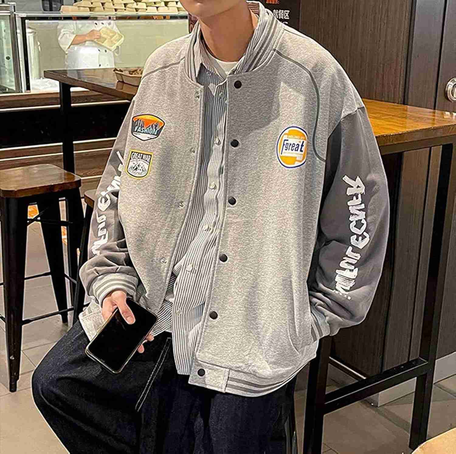 スタジャン ジャケット メンズ アウター レディーズ ゆったり スタジアムジャンバー ヴァーシティジャケット パッチワーク ブルゾン ジャンパーカジュアル 春秋 大きいサイズ BIGシルエット プリン