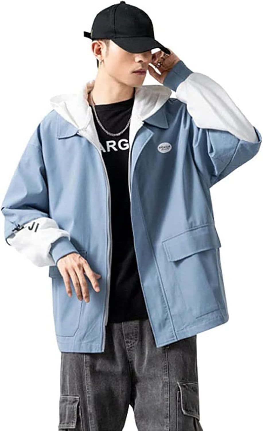 ジャケット メンズ スタジャン 長袖 ビックシルエット プルオーバー 春服 パーカー トップス フード付き トレーナー カジュアル Tシャツ おしゃれ ストリート ロングパーカーユニセックス 大きいサ
