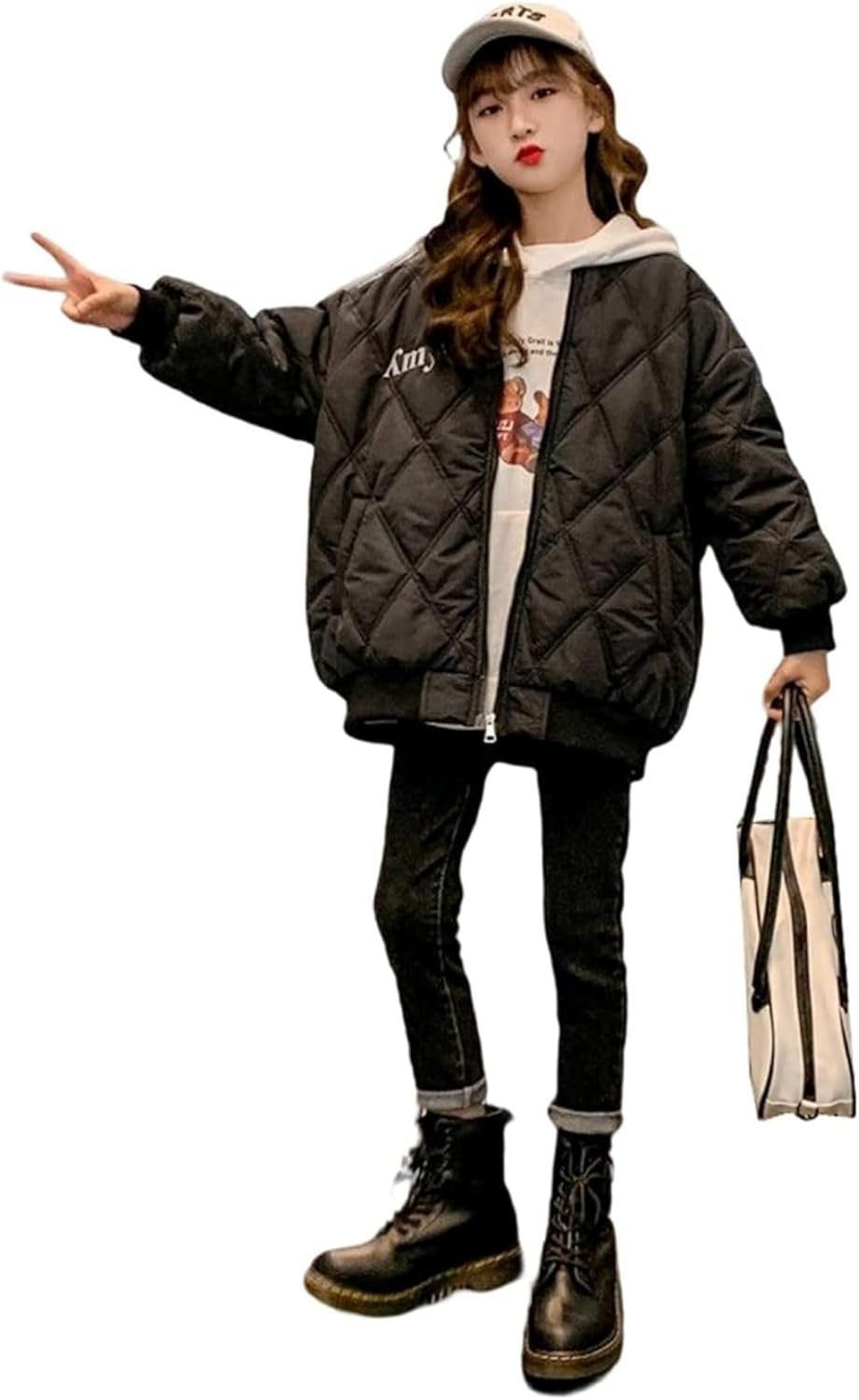 スタジャン 女の子 子供 ジャケット キッズ フリース 秋 冬 ジャンパー 中綿コート ブルゾン 厚手 スタンドカラー オシャレ 英字柄 アウター 防寒 寒さ対策 暖かい ふわふわ ガールズ 普段着