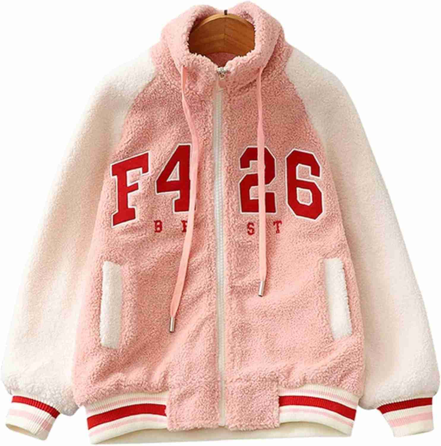 楽天Yokosスタジャン 子供 女の子 ボア ジャケット 秋冬 キッズ ジャンパー フリース 厚手 オシャレ 英字柄 防寒 保温 あったか 可愛い ふわふわ アウター ガールズ 中小学生 冬服 通園 通学 新年服