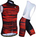 サイクルジャージ 上下セット サイクルベスト ノースリーブ 袖なし 夏 レディース メンズ 男女兼用 サイクルウエア 自転車ベスト 薄型 防風 通気 吸汗 速乾...