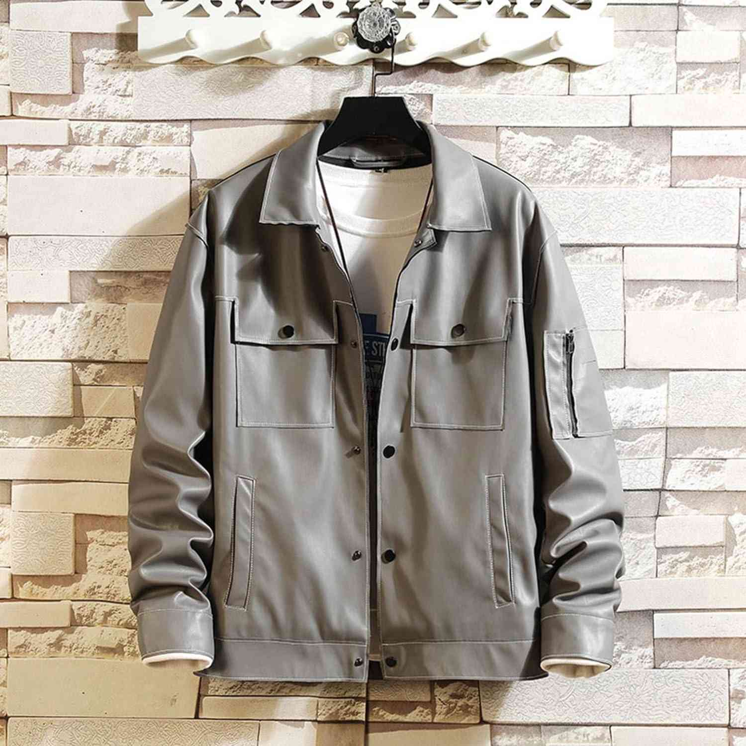 【20%OFFクーポン〜】PU革　ライトジャケット　メンズ　テーラード　ファッション　無地　3色選べる　M-5XL　おおきいサイズ　ゆったり　ジャンパー　カッコイイ　合わせやすい　カジュアル　野球　お出かけ　防風防寒　春秋　アウター