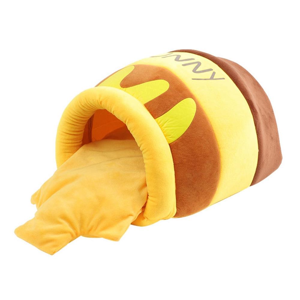 【20%OFFクーポン～】猫ハウス ドーム型 ペットベッド 猫ベッド 犬ベッド 小型犬 ペット用寝袋 可愛い 秋冬 ふわふわ もこもこ 柔らかい 猫マット 保温防寒 蜂蜜型 寒さ対策 洗える 滑り止め キャット ペット小屋 ペット用品