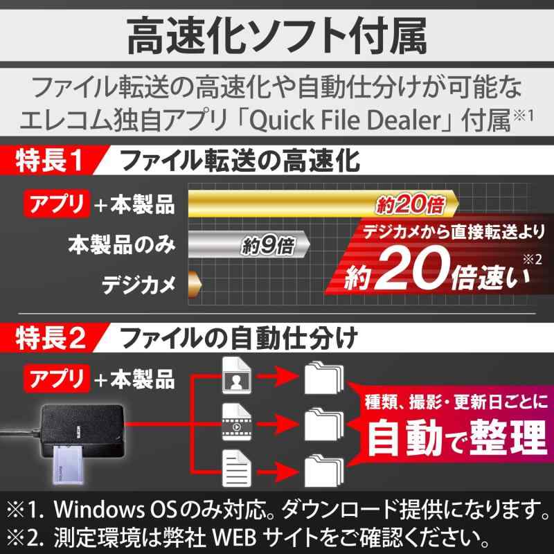 エレコム カードリーダー SD microSD MS CF 超高速タイプ USB3.0 ケーブル長50cm ブラック MR3-C402BK 3