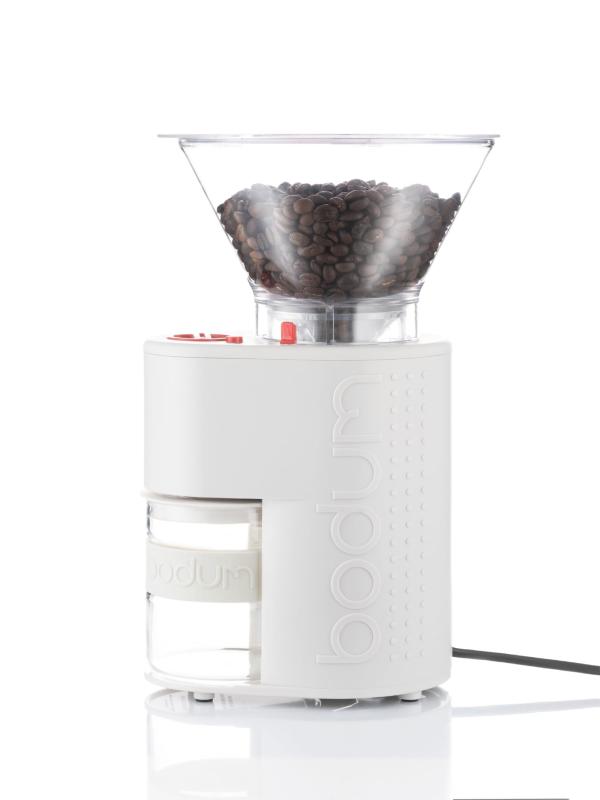 キッチンインテリアと機能を兼ねた逸品ダブルグラス方式で コーヒー末が静電気でボディ内部に飛散するのを防ぎます。 ボダム ビストロバリ コーヒーグラインダー ホワイト【