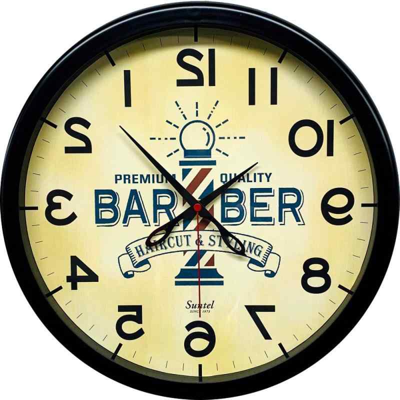 さんてる 日本製 逆転掛け時計 BARBER SQ08-BK ブラック 直径320 ×40mm