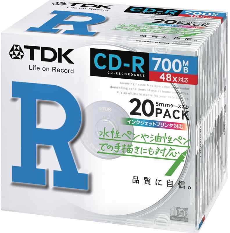 TDK f[^p CD-R 700MB 48X zCgv^u 20pbN CD-R80PWX20A
