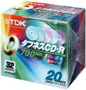 TDK CDRディスク 700MB カラーディスクケース 32倍速 CD-R80TX20CCN