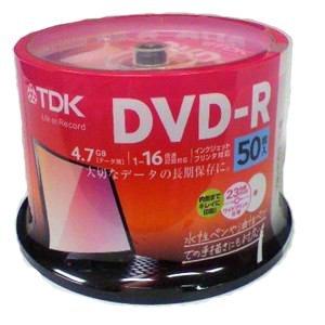 TDK データ用 DVD-R 4.7GB 1-16倍速対応 ワイドプリンタブル対応 ホワイトレーベル 50枚スピンドル DR47PWC50PUCカラー：ホワイト