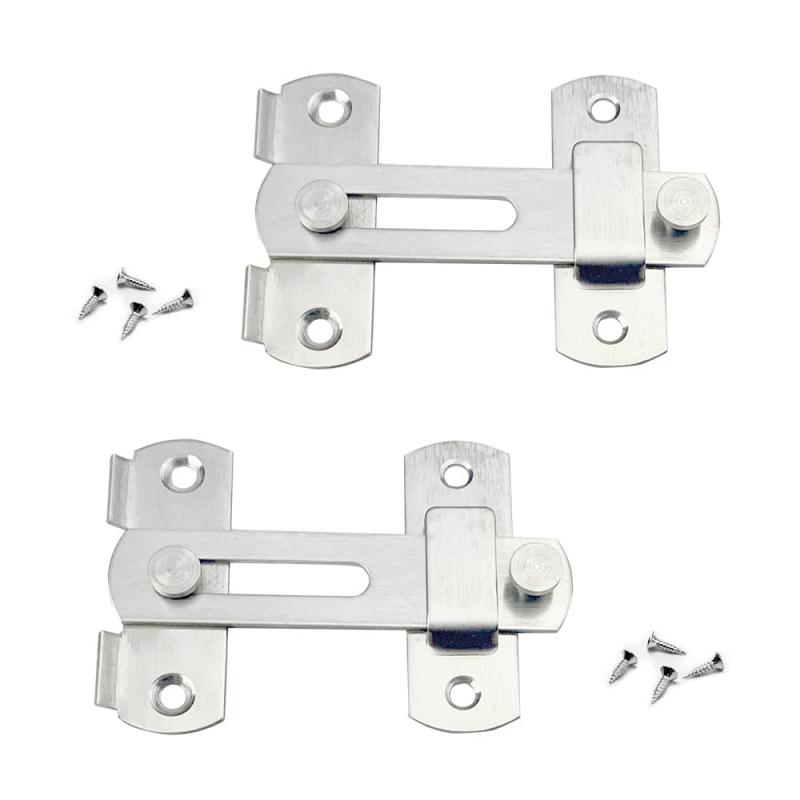 YFFSFDC スライディングドア ロック フリップドアラッチ ゲートラッチ ドア金具 補助錠 ネジ付き ステンレス製 プライバシー保護 いたずら防止 防犯対策 2個入り