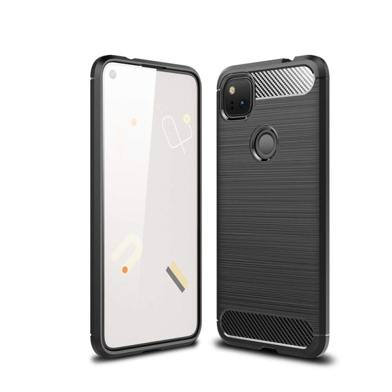 Shron Goolge Pixel 4A ケース スマホケース 炭素繊維カバー TPU シリコン ケース 保護バンパー 弾力性付き Goolge P…