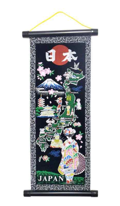 キャッスルエンタープライズ(Castle Enterprise) 新 日本のお土産 掛け軸 地図・舞妓 豆(縦41×横18cm) 日本製