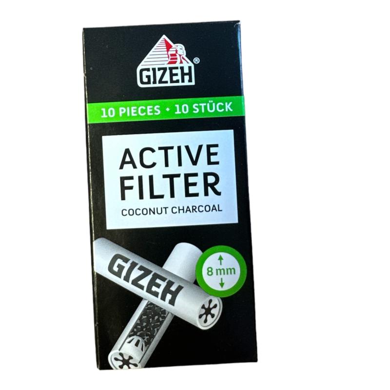 GIZEH(ギゼ) アクティブ フィルター チャコール 活性炭入り 両端にセラミックキャップ付き 10個入 7-21014-30 直径8mm x 長さ36mm