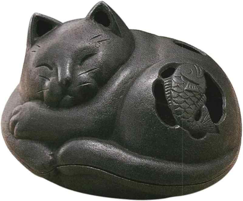 岩鋳(Iwachu) 蚊遣りネコ 黒 本体サイズ(cm):18×16×(H)12 18310 南部鉄器
