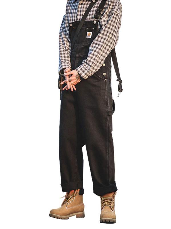 [TIDEWORD] デニムサロペット オールインワン オーバーオール つなぎジーンズ 体型カバー 男女兼用 YC02 S-2XL ブルー ブラック 水色 カーキ