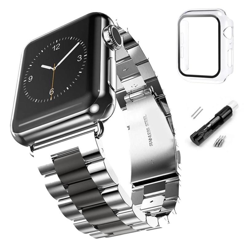 2024改進版 コンパチブル Apple Watch バンド 38mm 40mm 42mmステンレス アップルウォッチ ベルト交換用 Apple Watch ケース付き Apple Watchアクセサリ iWatch SE/Series 6 5 4 3 2 1 長さ調整ツール付属
