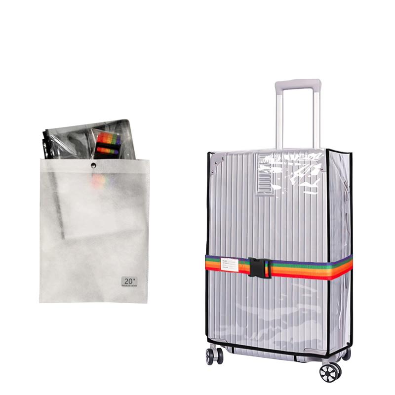 Charming Club スーツケースカバー 透明 防水 PVC素材 荷物 ベルト附 スーツケース 雨カバー 傷防止 汚れから守る 機内持ち込みサイズ ラゲッジカバー あらゆる種類の荷物にフィット 旅行 出張