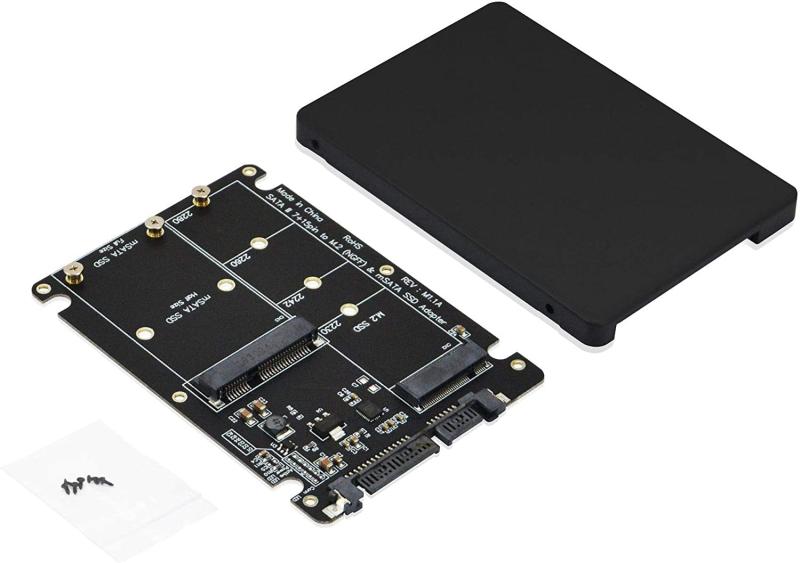 ADWITS 2-in-1 M.2 NGFF（キーB/B+M）およびmSATAデュアルコネクタから2.5 &quot;SATA III 6Gbps SSDコンバーターエンクロージャー、7mm HDDケース付き、すべてのオペレーティングシステムに対して透過-ブラ