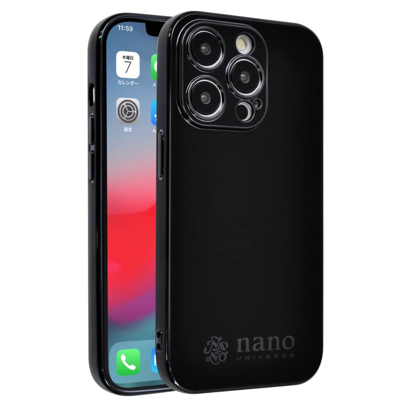 【 nano universe 】 iphone14 pro ケース 背面 「ブラックメタル/」メッキ加工 TPU ナノユニバース アイフォン14プロ ブランド スマホケース