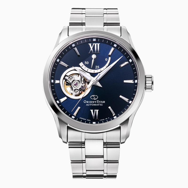 楽天よこさんのお店[オリエントスター]ORIENT STAR 自動巻き腕時計 セミスケルトン 機械式 日本製 国内メーカー付2年付 オープンハート RK-AT0002L メンズ ネイビー