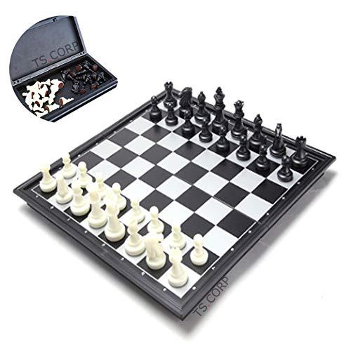 [TS.CORP] チェス マグネット チェスボード 折りたたみ チェスセット 日本語説明書付き（白＆黒）