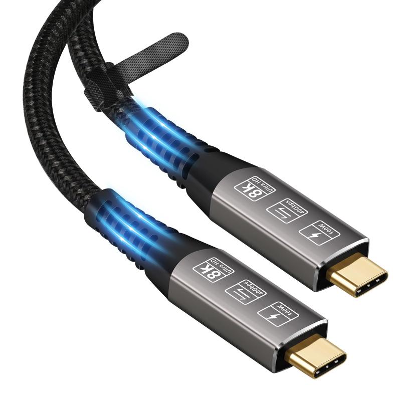 CableDeconn Thunderbolt 4 USB4ケーブルTB3と互換性のあるM / M USB-C 5K/4K60Hz 8K@30Hzビデオ40Gbpsデータ転送速度20V5A100W電力供給モニター用3in1USB-Cケーブル外部SSDeGPU