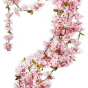 桜 ガーランド 枯れない花 2本入 人工造花 桜の花 210輪花 庭園飾り 手作り花輪 インテリア 壁掛け 花園装飾 結婚式 パーティー飾り 長さ3.6m/2本